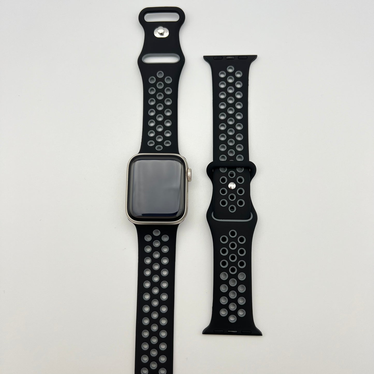 SILICONE SPORTS APPLE WATCH BAND - BLACK & GREY (479 & 480)