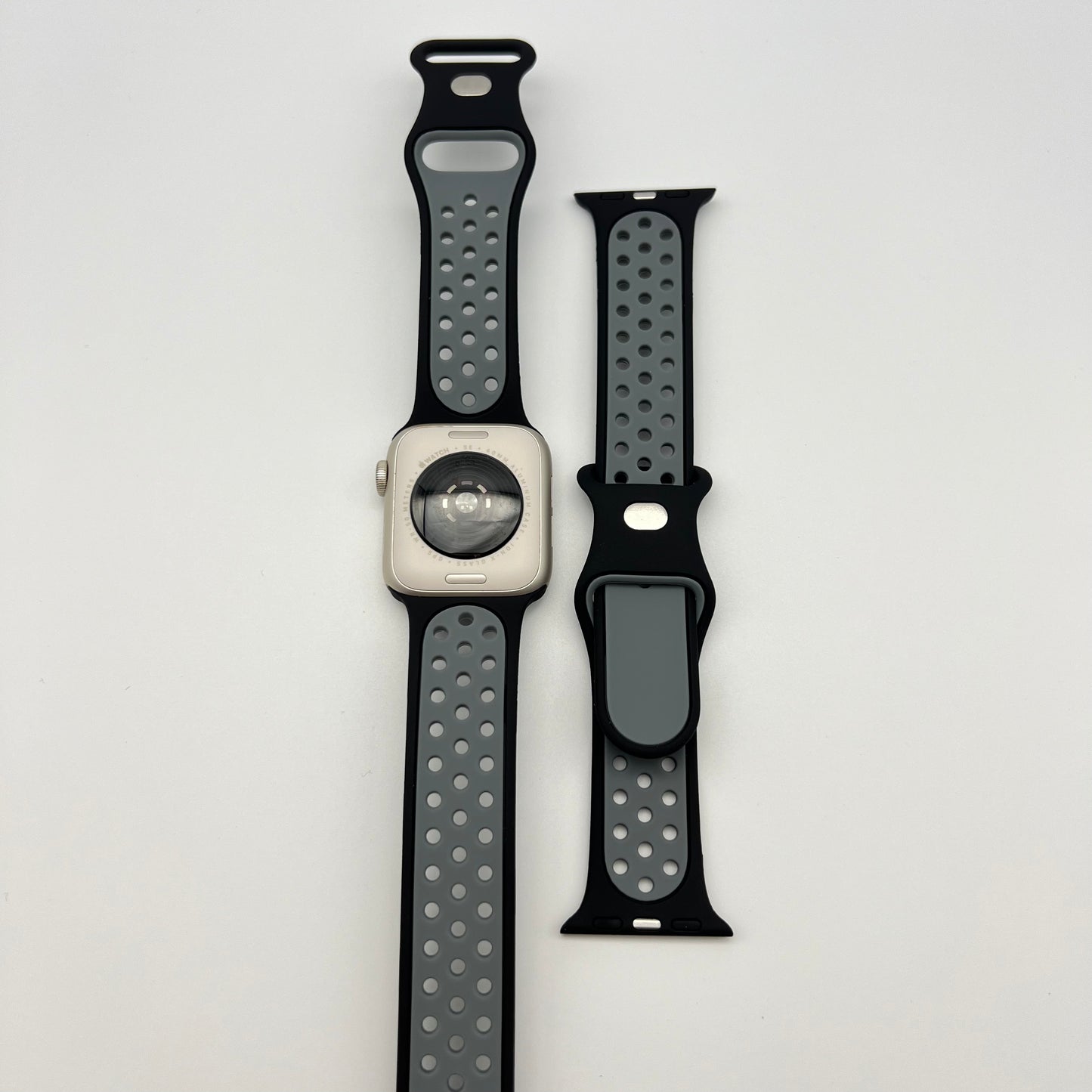 SILICONE SPORTS APPLE WATCH BAND - BLACK & GREY (479 & 480)